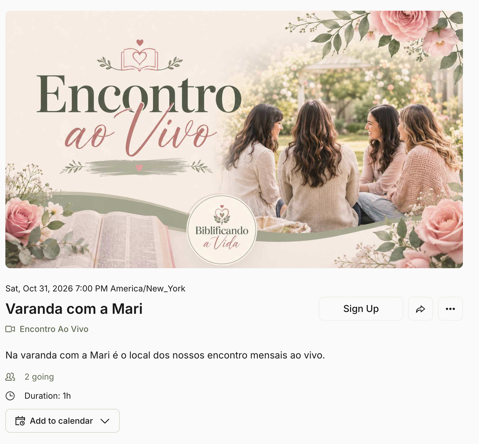 Convite do encontro ao vivo Varanda com a Mari