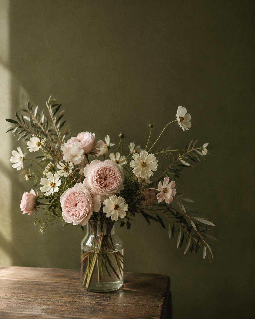 Flores delicadas em um vaso